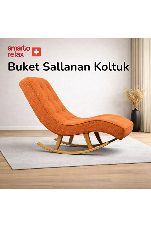 Relax Buket Ergonomik Dinlenme Koltuğu – Leke Tutmaz Kumaş, Modern Dekoratif (Turuncu).